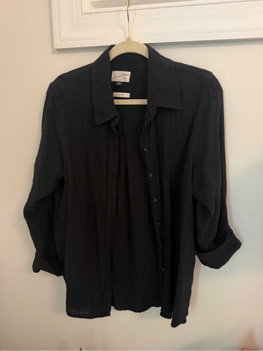 Lightweight Gauze Black Button-Up Jacket - Universal Thread